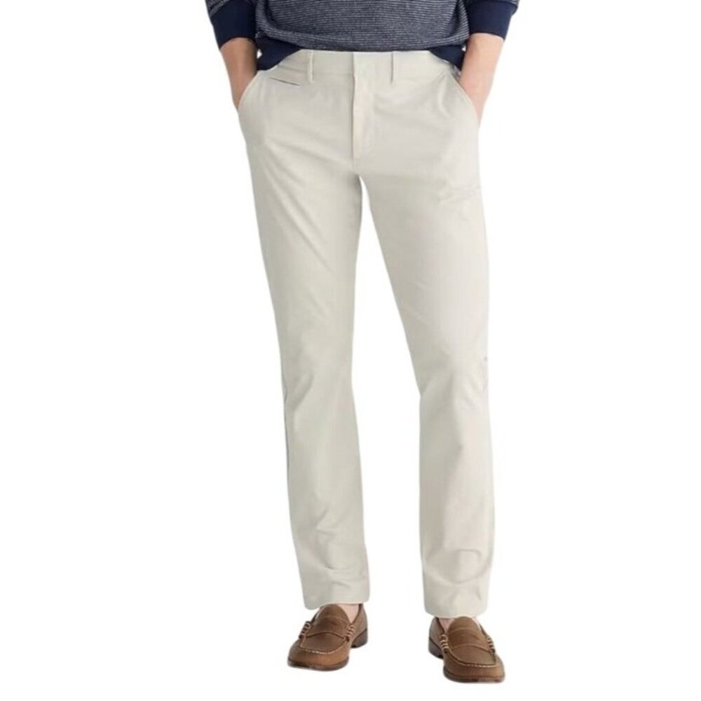 J.Crew Mens 770 Straight-Fit Tech Pant Size W31 L32 Cotton Blend Beige NWT